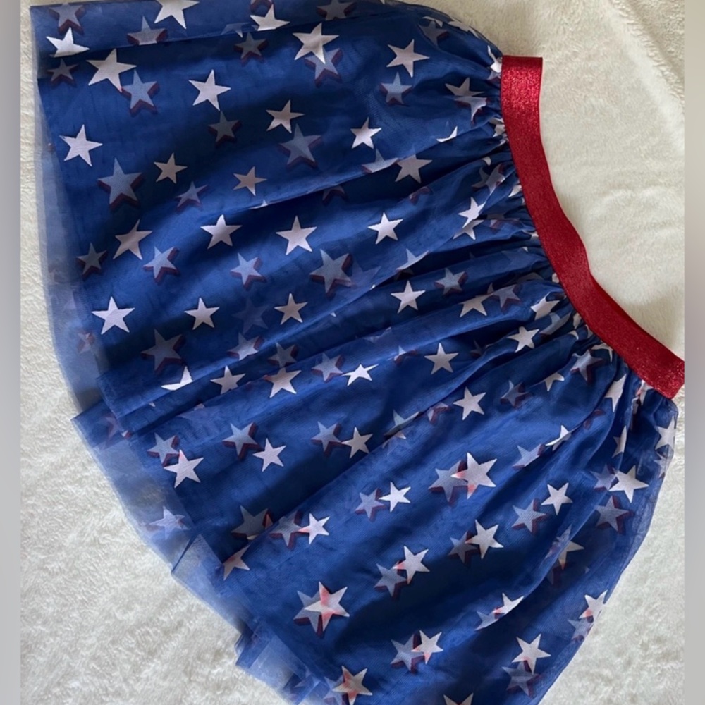 *JULY 4th INSPIRED* Cat & Jack Blue Skirt with Star Design and Red Waistband